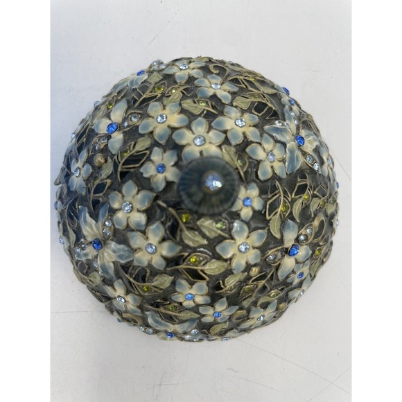 Enamel Crystal Jewelled Glass Jar Blue Frosted Glass Bottle - Picture 5 of 8